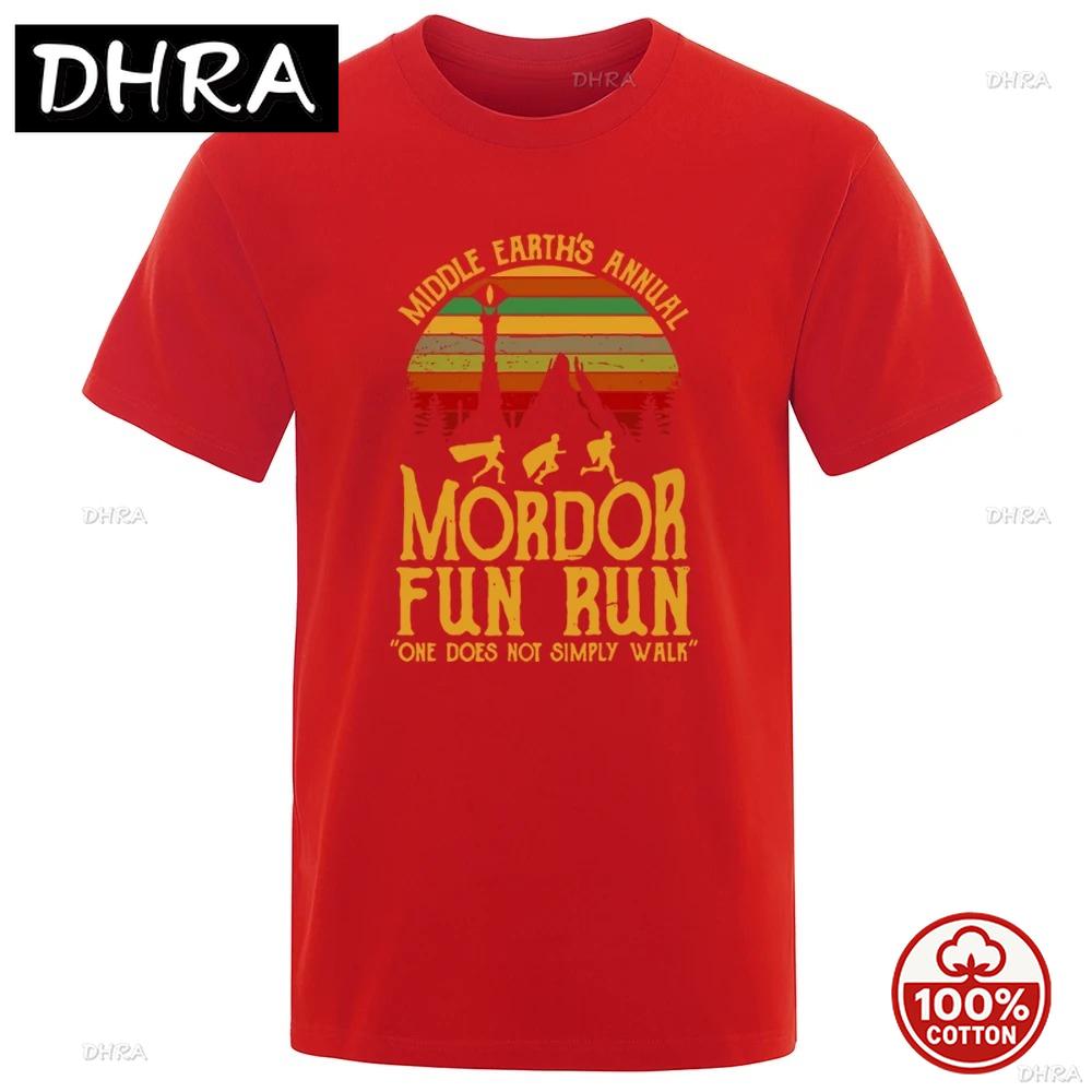 Quirky Mordor Annual Fun Run Graphic Vintage Fantasy Culture Tees Soft Cotton Oversized Fit Trendy Hip Hop Casual Summer Wear