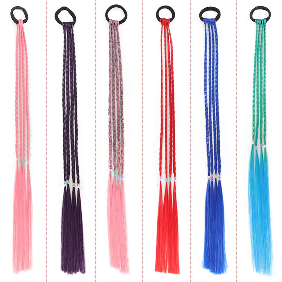 Синтетический парик WTB, цветная градиентная коса, плетеная веревка для маленьких девочек, высокотемпературная шелковая повязка на голову ручной работы, детский парик