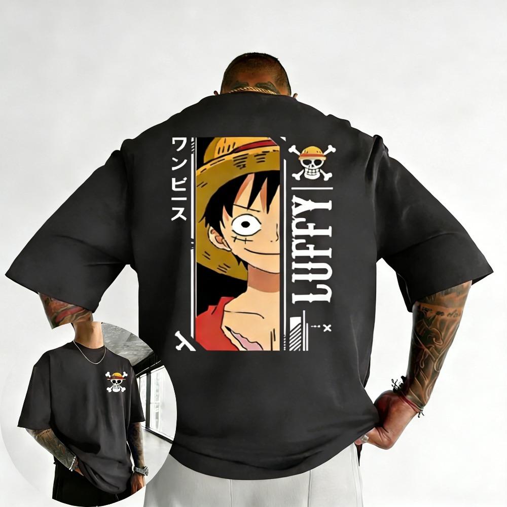 Plus Size One Piece Anime Printed Men and Women Tshirt Casual Parent Child Top Fashion Y2K Harajuku Style Summer Street Wear