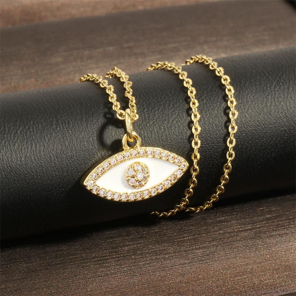 Европейское и американское новое креативное ожерелье с подвеской в виде капли масла с турецким сглазом, винтажная простая элегантная микроинкрустация, цепочка на ключицу со сглазом