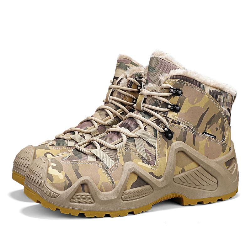 Men's Plus Size Camouflage Fashionable Velvet Warm Outdoor High Top Hiking Shoes Hiking Shoes Outdoor Casual Shoes