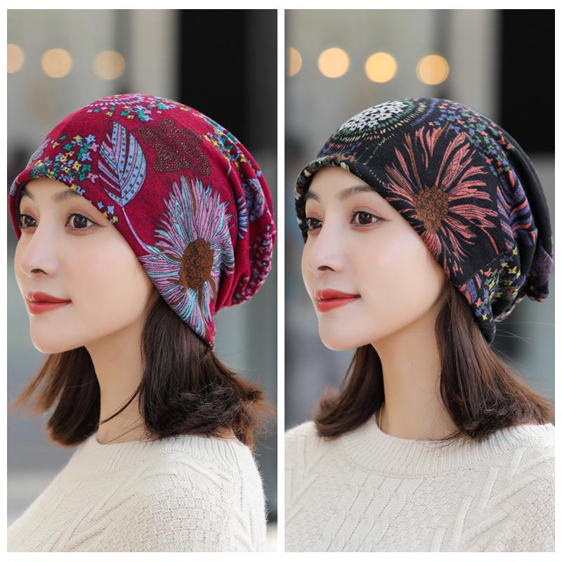 Универсальные корейские женские шапки на осень/зиму: Головной платок, баотоу, пуловер, шейный платок, принт, ворс и защитные уши