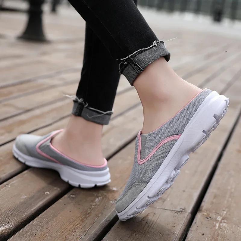 High Quality Breathable Half Slippers Sandals Women Summer Slip-on Big Size Casual Sneakers Ladies Non-slip Soft Walking Shoes