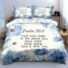 "Christian Bible Scripture Floral Printed Bedding Set" kids' and adults' bedroom decor, exquisite three-piece bedding set gift