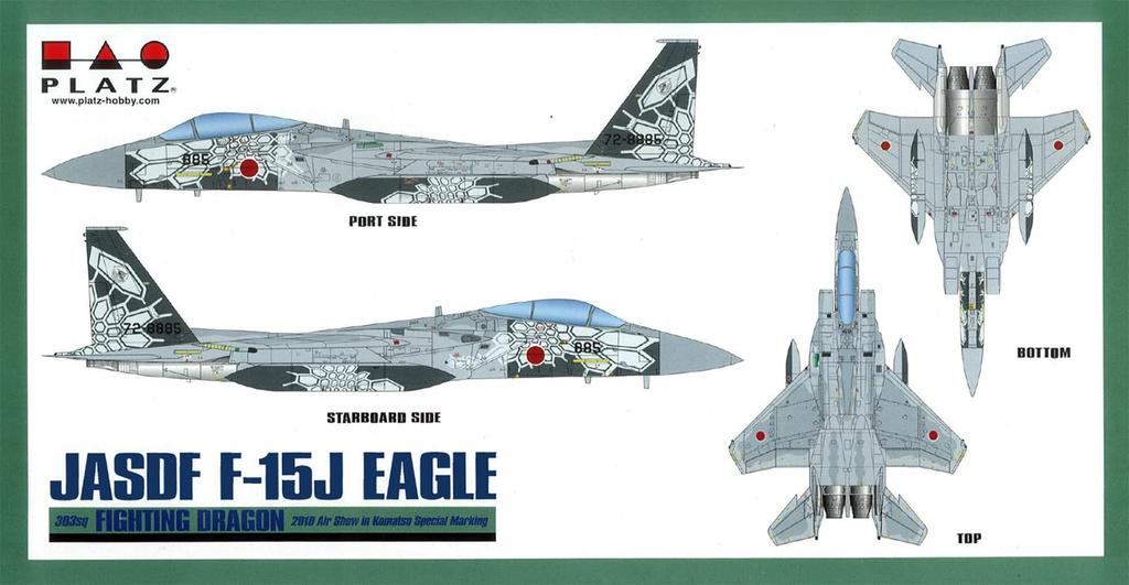 PLATZ ВВС Японии Орел 303-я эскадрилья 2018 Памятный самолет с росписью в честь авиашоу на авиабазе Комацу Боевой дракон Пластиковая модель 1/72