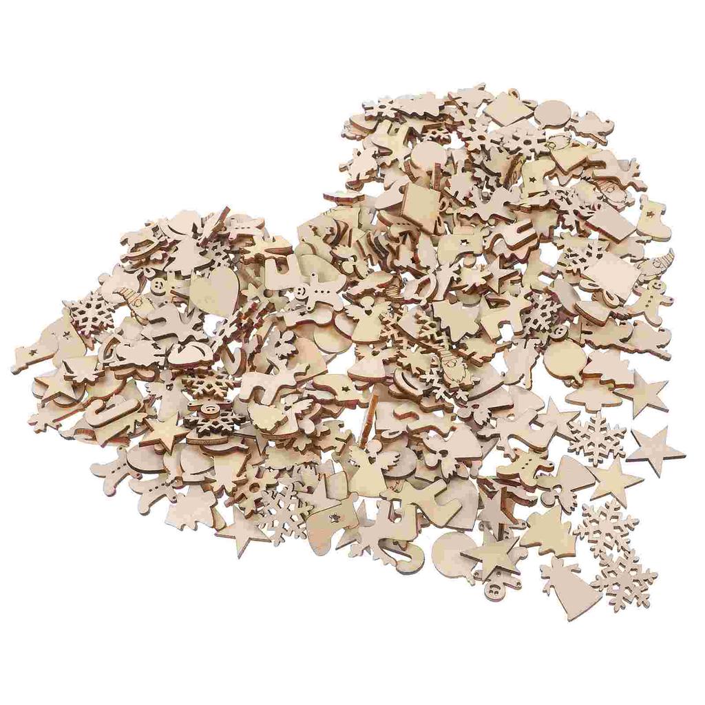 300 шт. Рождественские деревянные щепки, ломтики, деревянные вырезки, многоцелевые незаконченные поделки, аксессуары для елки своими руками