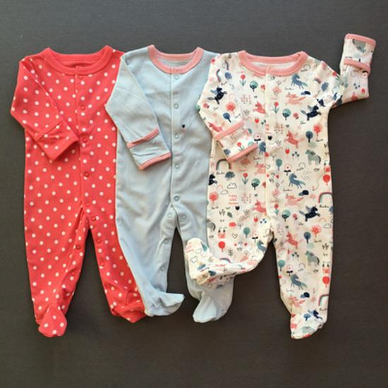 Детский комбинезон на весну и осень: Хлопковый ромпер-пижама с закрытыми ножками для новорожденных мальчиков и девочек