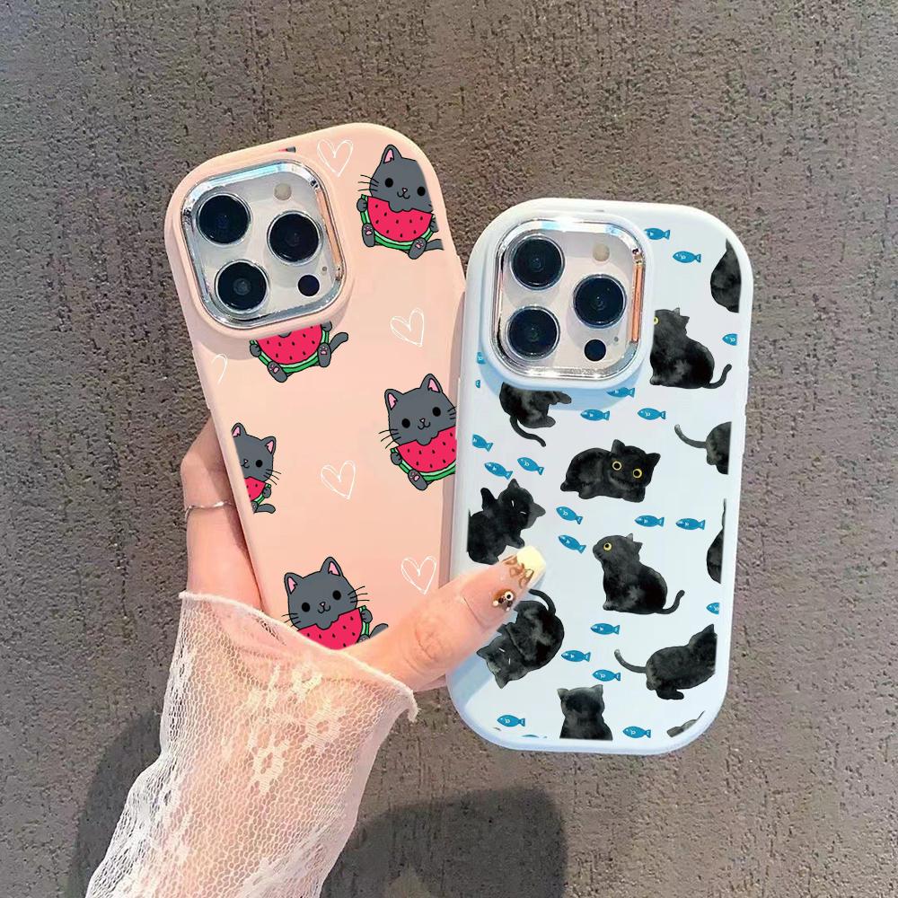 LZ8 Cartoon Cat Cute Art Soft Phone Case for Samsung S24 Ultra S23 Plus S21 FE A16 A54 A34 A52 A06 Infinix Hot 40 30i Lens Protection Shockproof Cover