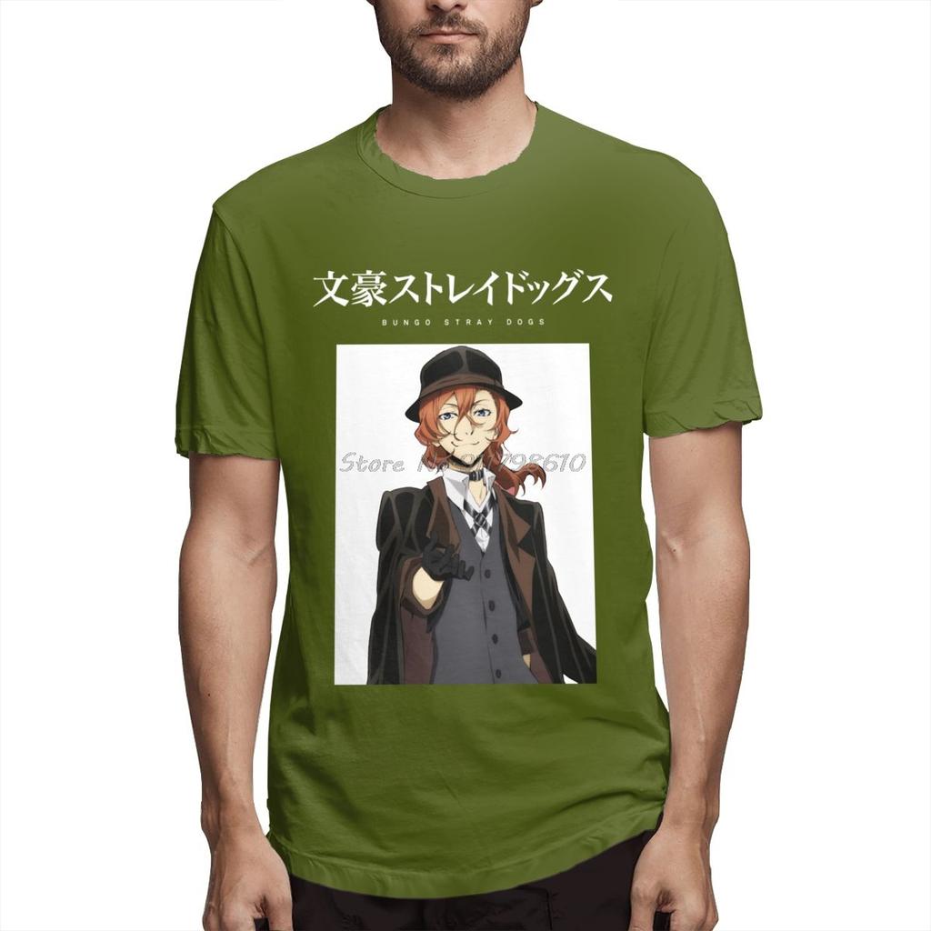 Чуя Накахара Bungou Stray Dogs Аниме Футболка Большого размера Хлопковая Футболка с коротким рукавом Мужская Хлопковые Футболки Уличная одежда Харадзюку