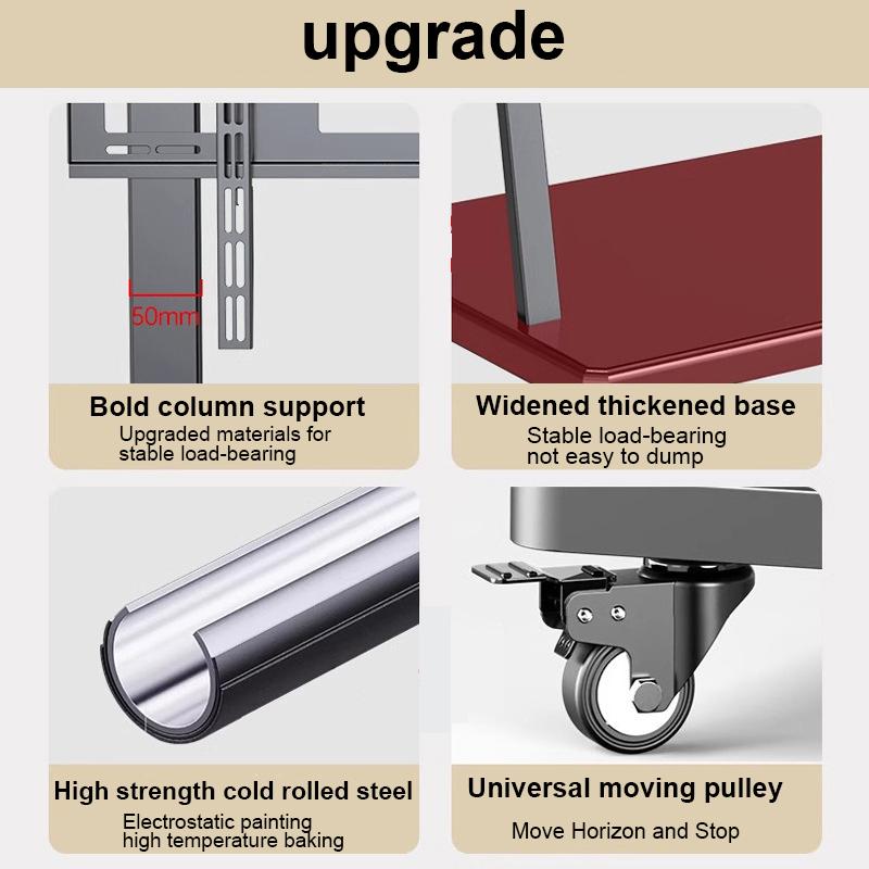 Mobile TV Stand, Tilt Rolling TV Cart with Media Shelf and Locking Wheels, Fits 32-70” TVs, Holds Up To 154lbs,Max VESA 600x400m