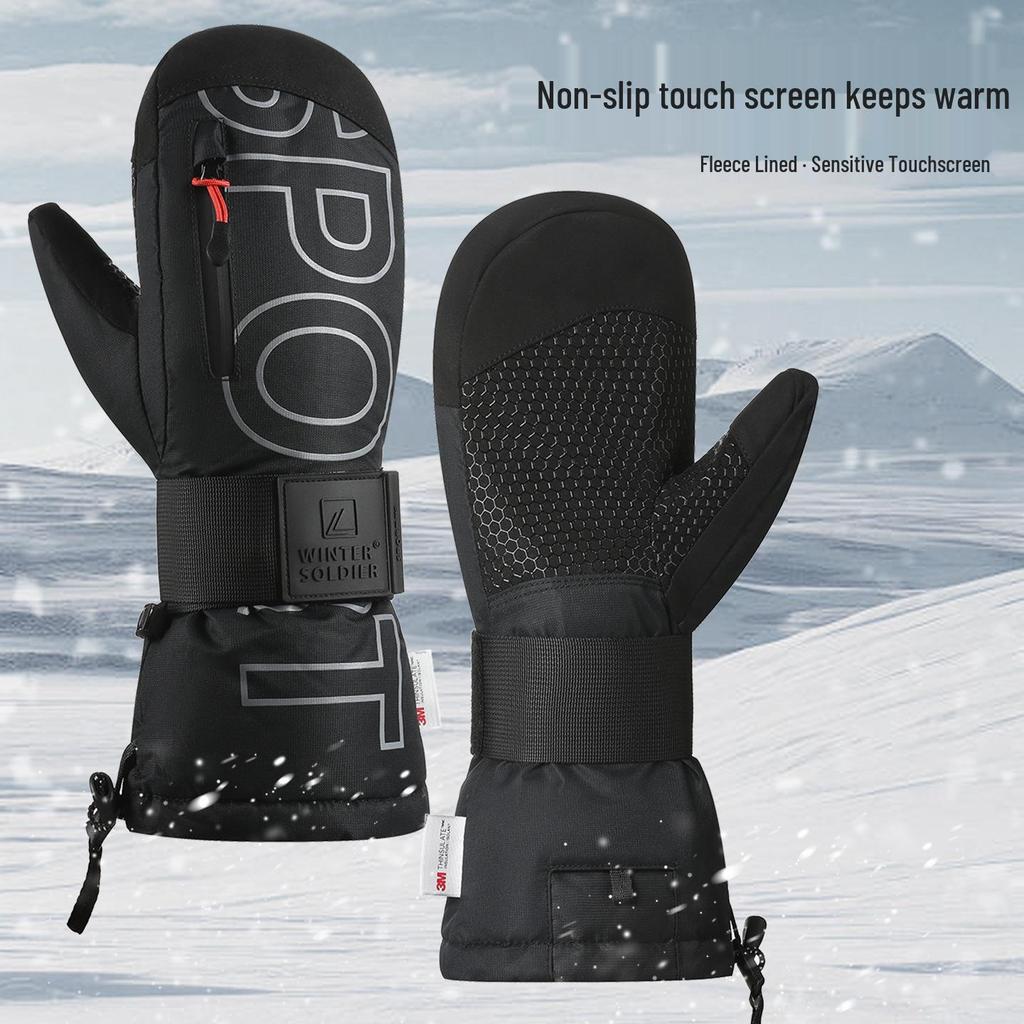 Women's Ski Gloves with Wrist Guards - Snowboard Mittens and Men's Touchscreen Mitten with Palm Protectors