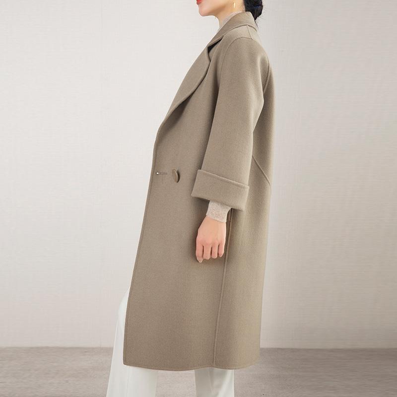 Женское пальто 100% шерсть TIDENOVEL Осеннее шерстяное пальто ручной работы Длинное пальто-бушлат Зимнее теплое кашемировое длинное пальто Пальто