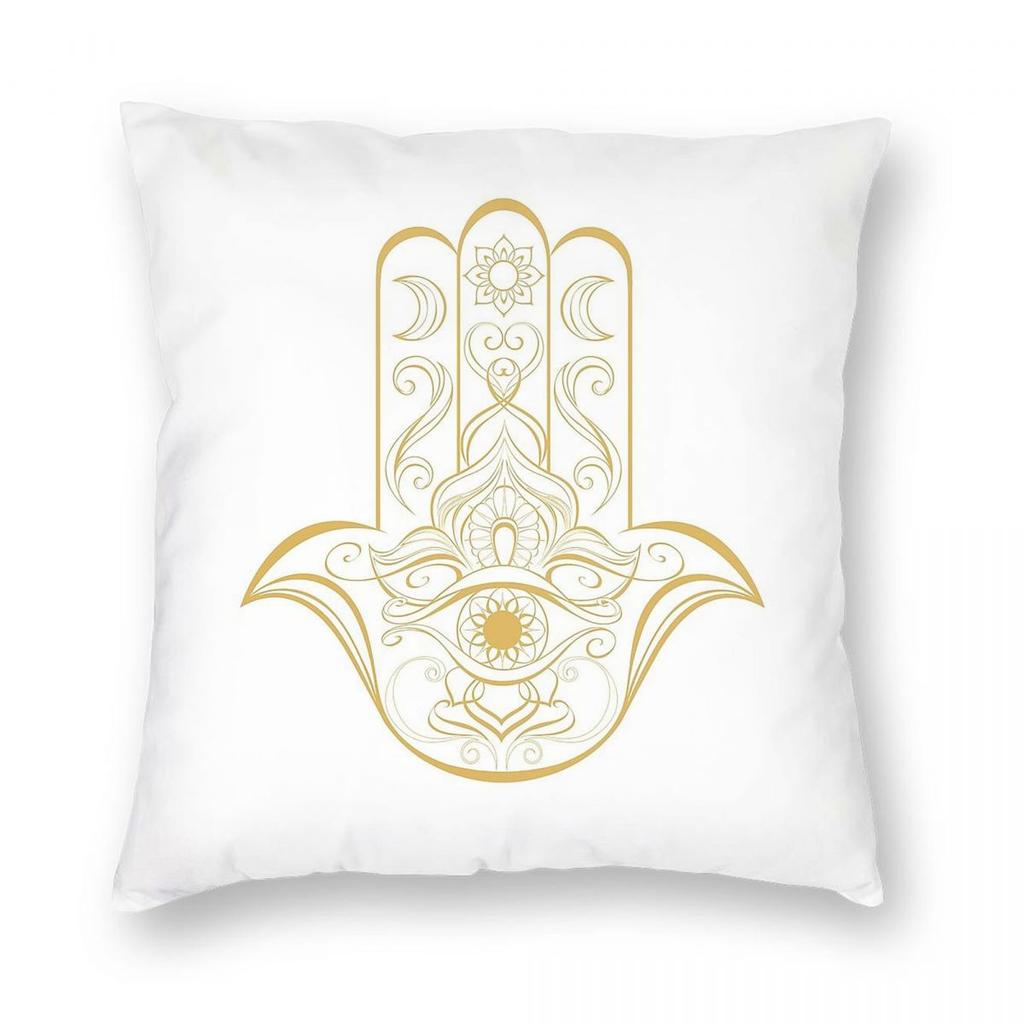 Hand Of Fatima Hamsa Square Pillowcase Polyester Linen Velvet Printed Zip Decor Pillow Case Home Cushion Cover
