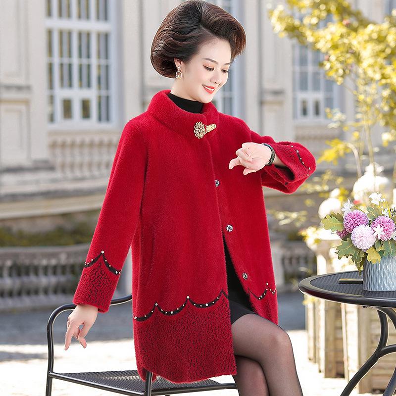Mom's Winter Coat, Middle-aged and Elderly Women's Clothing, Autumn and Winter Imitation Mink Fur Coat, New Middle-aged Thickened Woolen Top