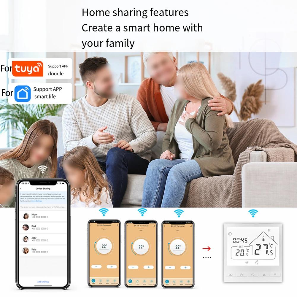 Tuya - Умный WiFi Термостат для Напольного Отопления / Газового / Водяного Отопления, Панель-Переключатель, Контроллер Температуры через Приложение Tuya