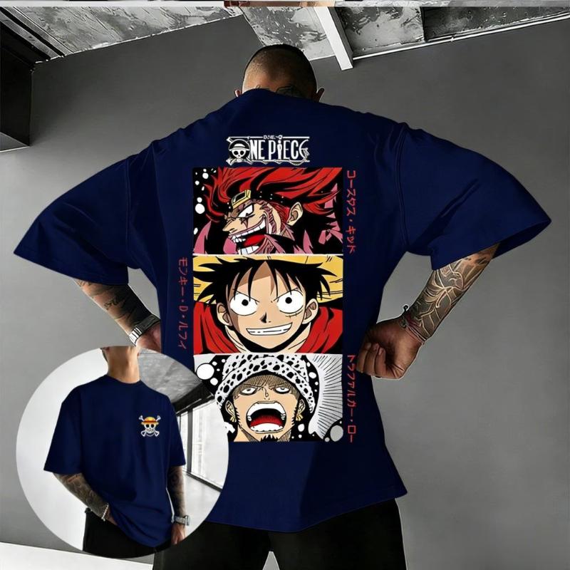 ONE PIECE Monkey D Luffy Unisex Pure Cotton Tshirt 2026 Summer Anime Print Oversized Loose Parentchild Short Sleeved Top