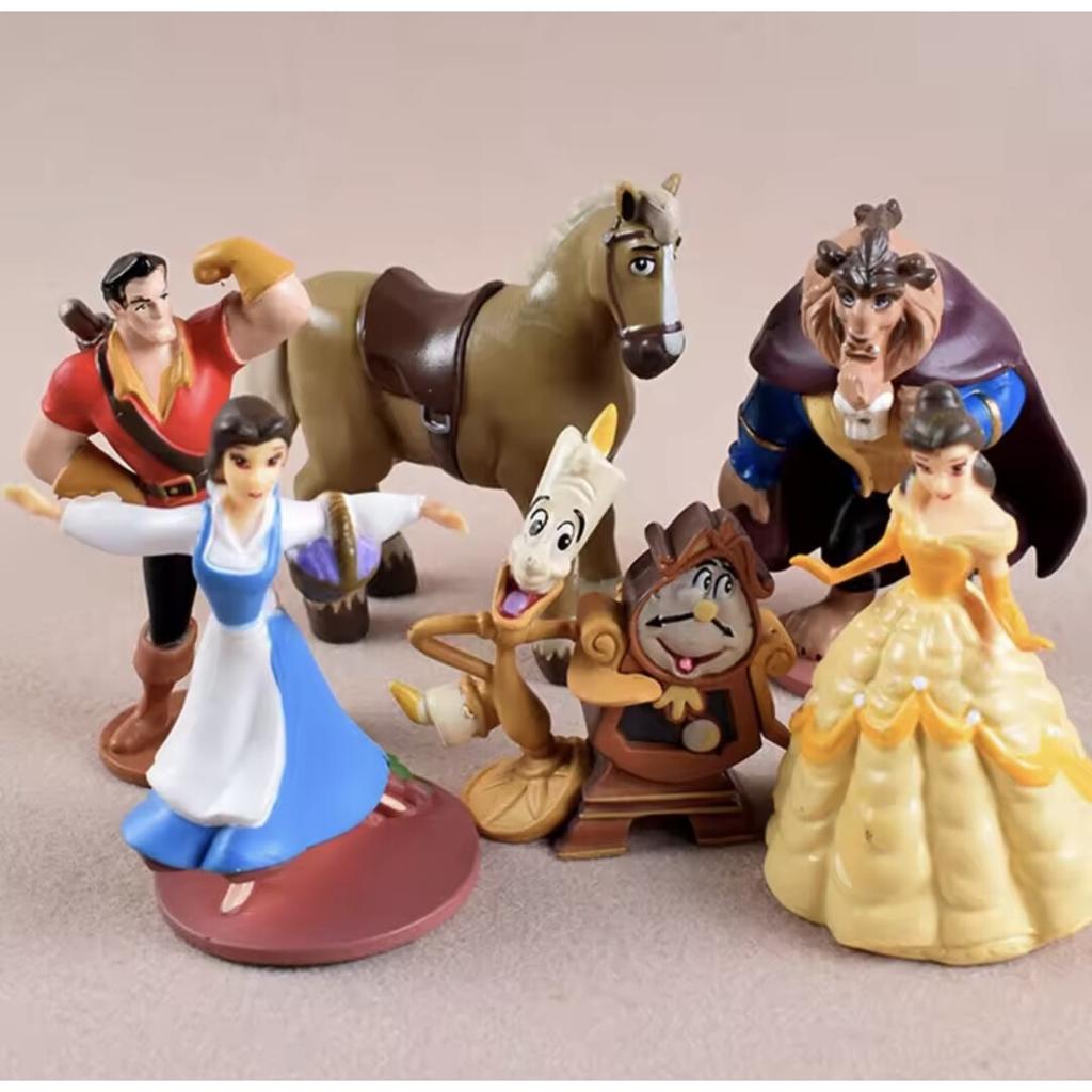  Beauty and the Beast Figurine Set of 6, 10-12 cm Resin Collectible Statues, Exquisite Gift