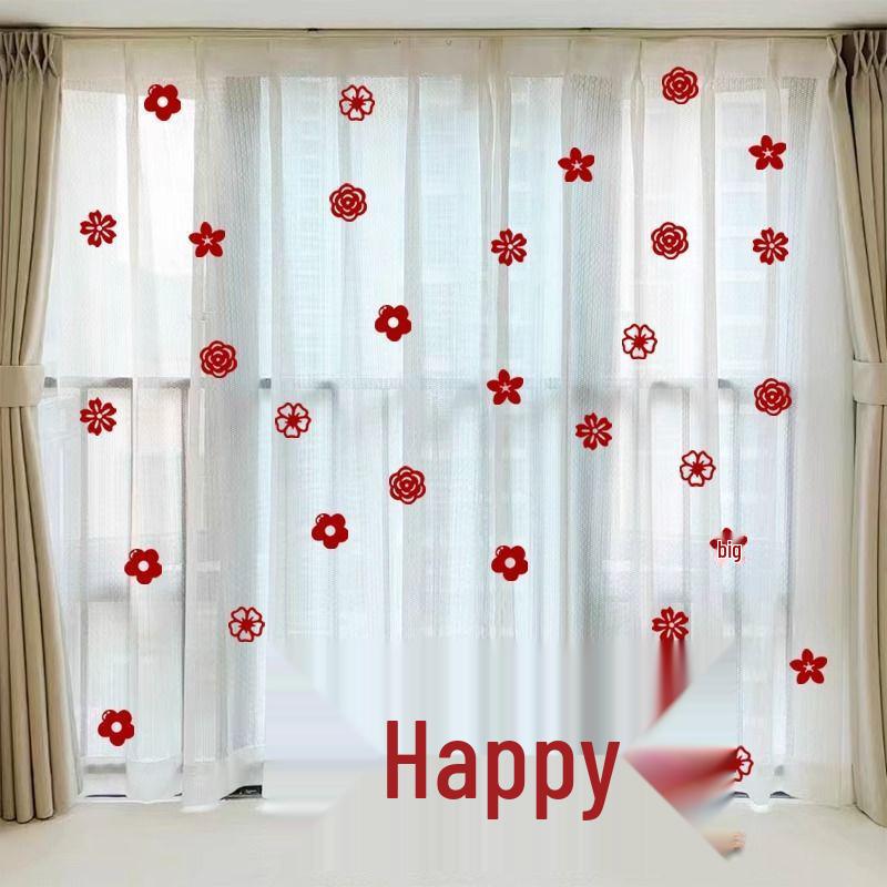 Набор для украшения свадебной комнаты "Двойное счастье": Шторы, флаги и цветы для фона гостиной