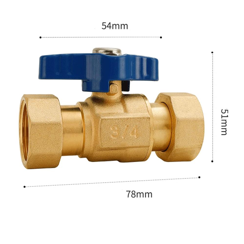Union Ball Valve 1/2" -3/4" Brass Double Female and Male Thread Valve Water Pipe Switch Gas Straight To Tap Water