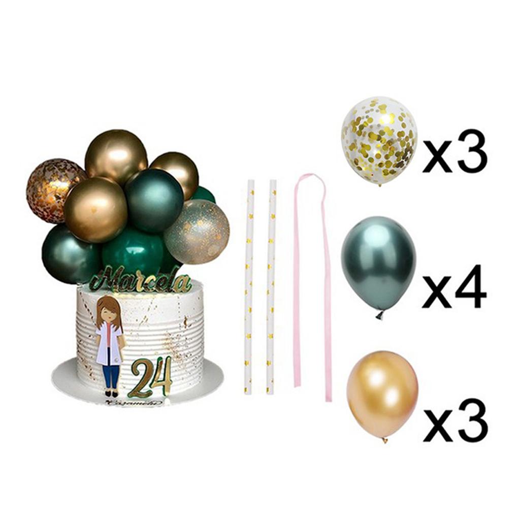 10pcs Latex  Cake Topper Metal Sequins Colorful Cake Decoration Birthday Wedding Party Decor Baby Shower Baking Supplies