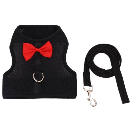 1 Set Pet Harness Leash Stylish Bow Decoration Small Pets Rabbit Traction Harness for Outdoor Walking