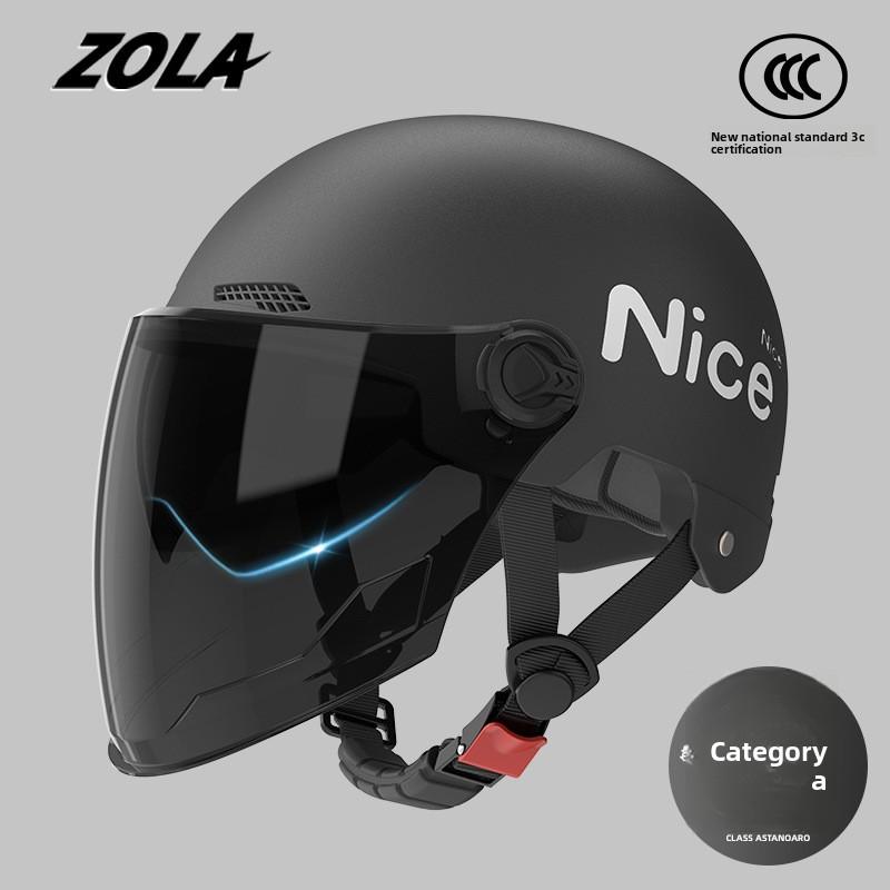 Helmet Electric Car Women's 3c Summer Helmet Double Lens Model with Ear Protection and Sun Protection Class A Riding 3C Certified Battery Car Sunshade