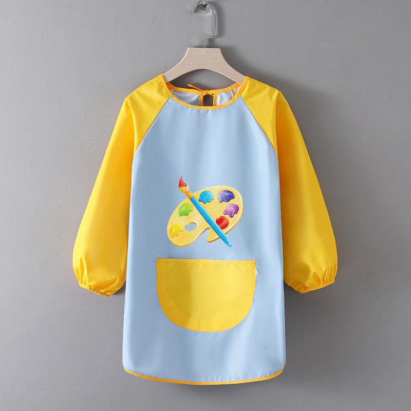 Детский водонепроницаемый художественный фартук с логотипом - Двусторонний фартук для рисования и еды