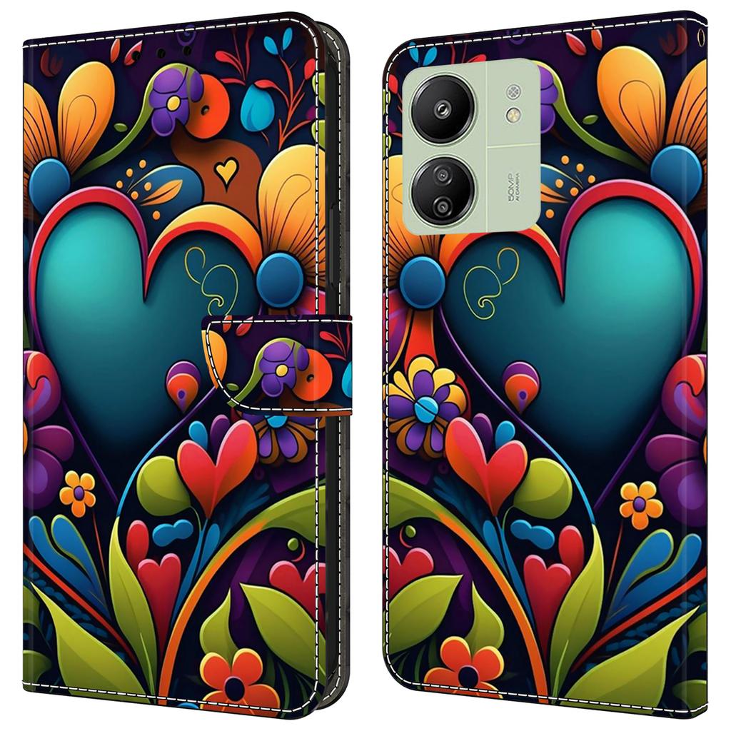 Для Xiaomi Redmi 13C 4G/13C 5G/Poco C65 4G/Poco M6 5G/13R 5G Чехол с рисунком из ПУ кожи, слоты для карт/наличных, чехол для телефона