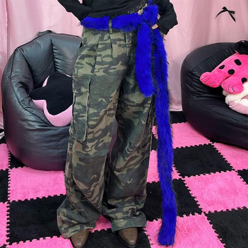 Унисекс Зимний Шарф Хип-хоп Имитация Меха на Пояс Уличный Длинный Меховой Пояс Винтажный Ремень Поясные Аксессуары Танцевальный Длина 180см