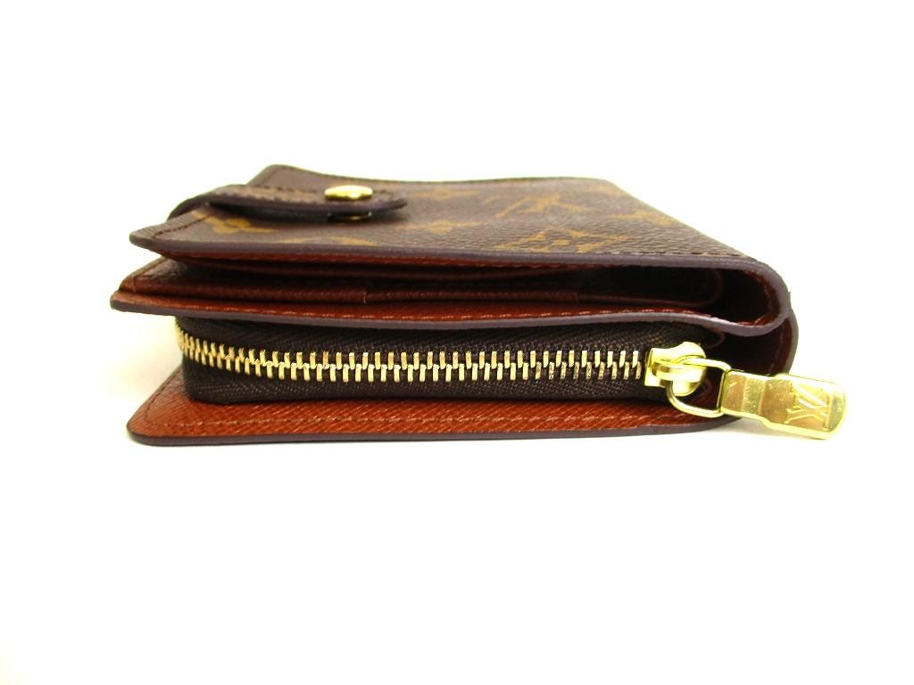 Authentic LOUIS VUITTON Monogram Brown Leather Bifold Wallet Compact Zippe #9789 Refurbished