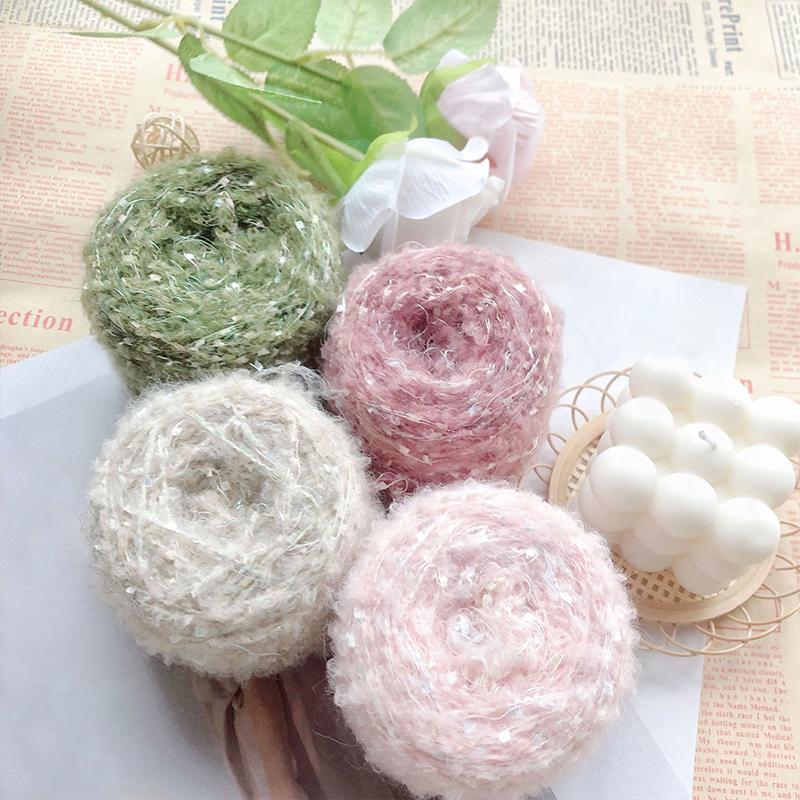 50g/Roll Knitting Wool Crocheting Glitter Mohair Yarn Colorful DIY Soft Hand Woven Hand Mixed Thread Accessories