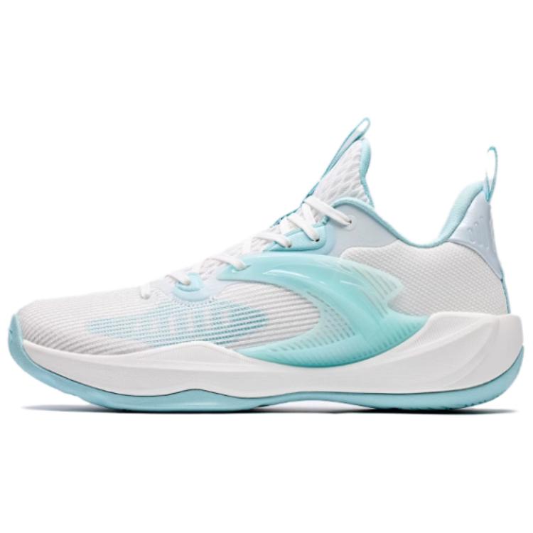 Anta Light Cavalry 9 Shock Absorbing Non-Slip Wear-Resistant Low-Top Basketball Shoes Men Sneakers White Gray Blue 112421610-1