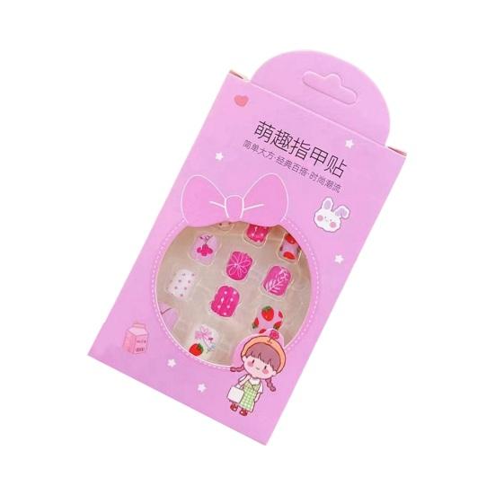 12 шт. детские накладные ногти Kawaii, самоклеящиеся накладные ногти, набор креативного маникюра для детей, украшения