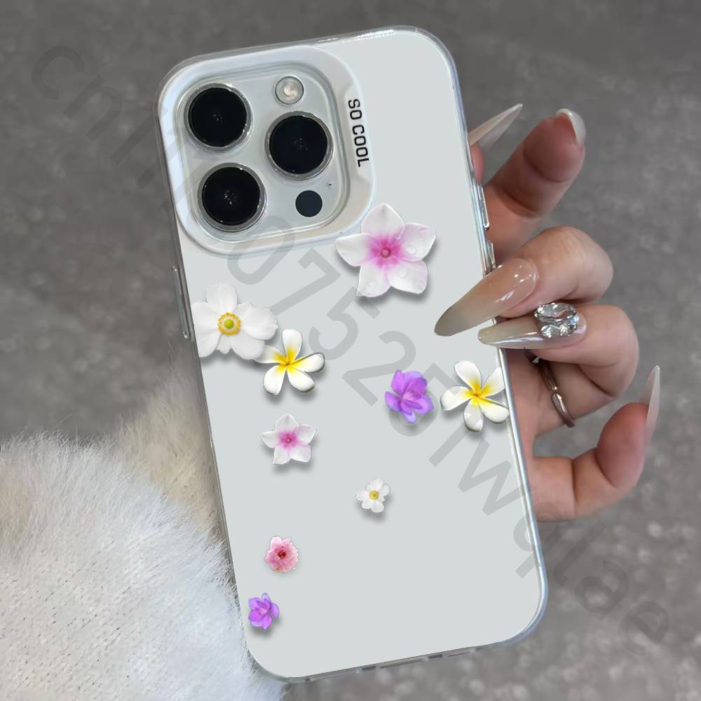 Цветочный чехол для iPhone 17 16 15 14 ProMax 13 11 Pro Max air Plus Матовый IMD Лазерный чехол