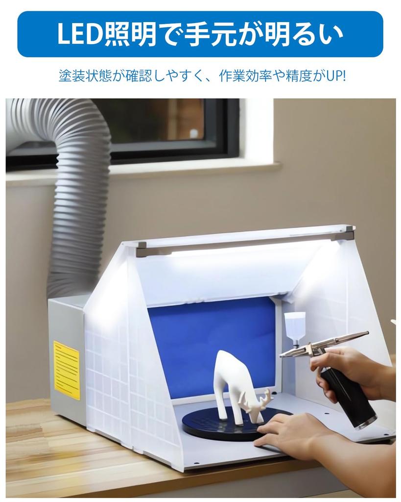 Anesty Paint Booth Spray Booth LED Lighting with 2 Switch Modes, LED Only Light, Includes Extension Duct Hose and Replacement Filter