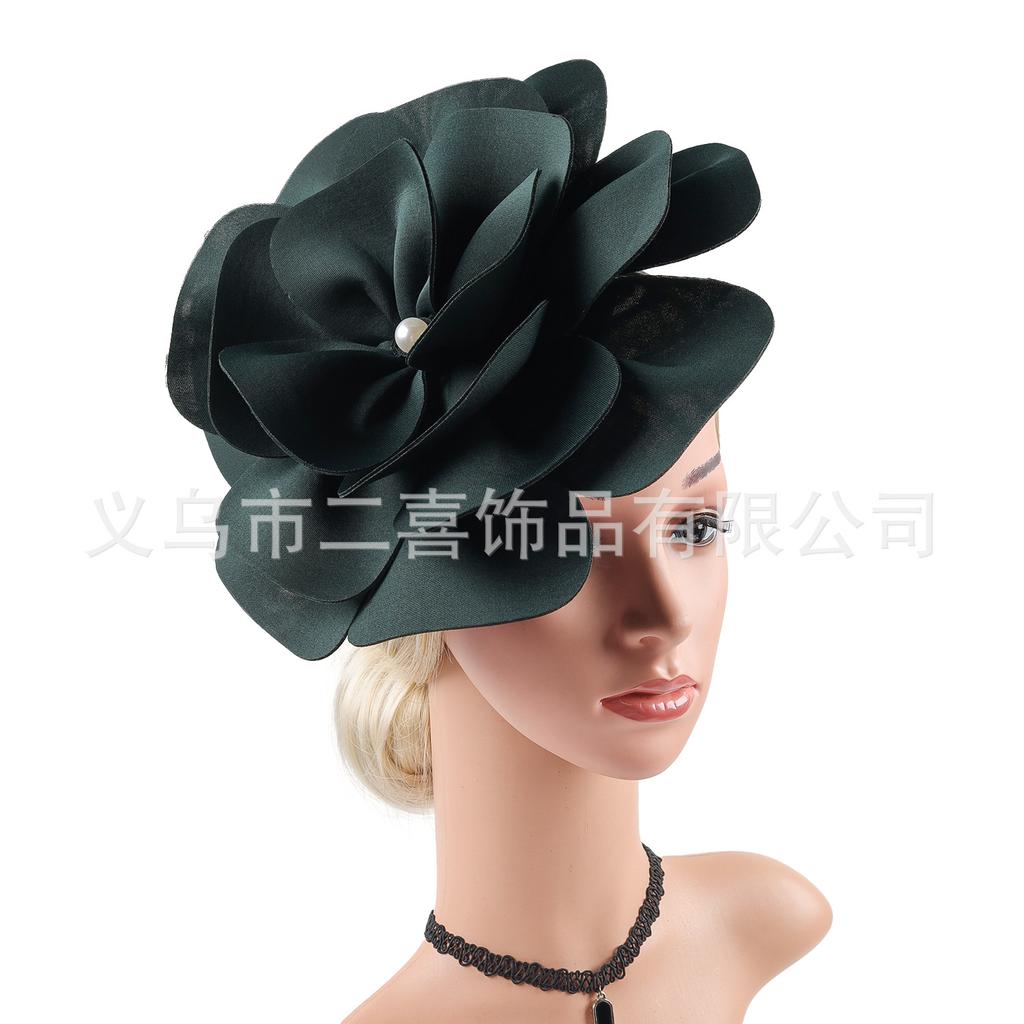 New hot-selling pearl flower head flower tea party ball fabric three-dimensional air cotton head flower hair accessories