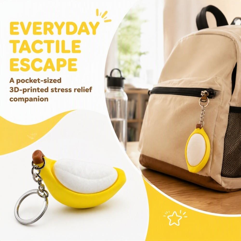 Eco-Friendly PLA Banana Fidget Keychain Novelty Shape Button Clicker Keychain  Backpack Charm