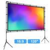 120-Inch 16:9 Outdoor Projector Screen with Stand, 160 Degrees  Viewing Angle, Includes Ground Stakes &