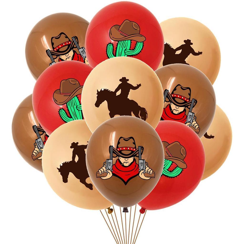 Western Cowboy-Themed Banner, Balloons, and Cake Topper Set – Wild West Birthday Party Decorations