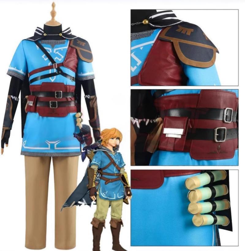 Game Zelda Cosplay Breath of the Wild Link Cosplay Costume Shirt Cloak Accessories Sets Adult Kids Outfit For Carnival Party