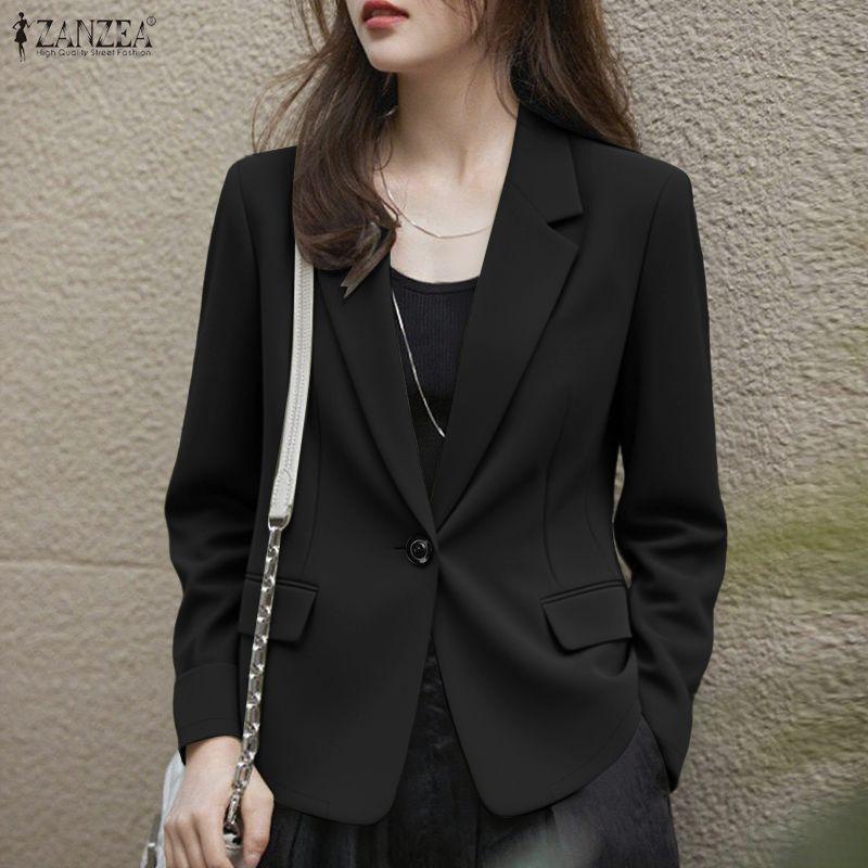 ZANZEA Женский кардиган-блейзер с отложным воротником, длинными рукавами, повседневный, тонкий