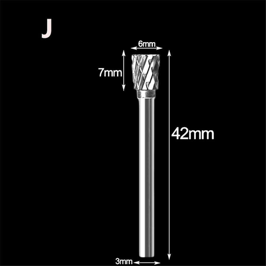 10Pcs 1/8" Tungsten Carbide Burr Rotary Drill Bits Tools Cutter Files Set Shank