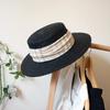 Японская ретро черная соломенная плетеная шляпа-цилиндр с плоским верхом Женская летняя шляпа от солнца Защита от солнца Пляжный отдых Соломенная шляпа Шляпа от солнца
