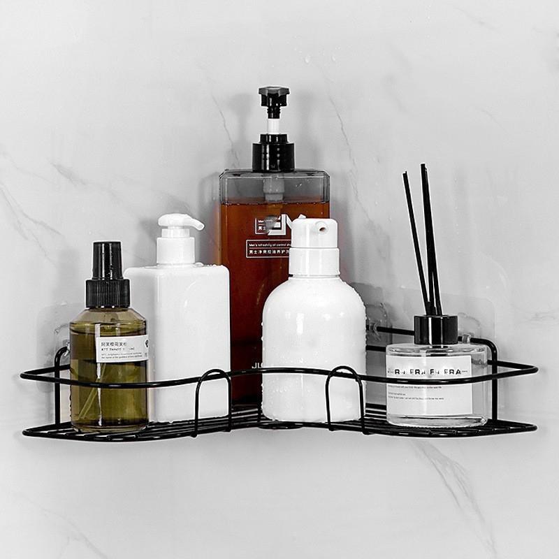 Стеллаж для хранения туалета Полка для ванной комнаты Угловая полка без сверления Настенный кронштейн для полки для душа Органайзер для аксессуаров для ванной Шампунь
