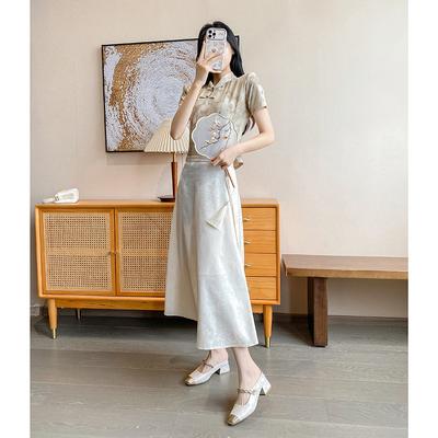 Туфли Мэри Джейн с увеличением внутренней высоты 7 см, весенне-осенние шелковые одинарные туфли с ципао, маленькие туфли на среднем каблуке 33