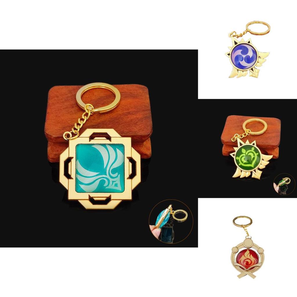 Брелок Genshin Impact Семь Элементов с Дизайном Гео Анемо Электро Дендро Гидро Пиро Крио