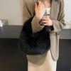 Autumn and Winter Plush Shoulder Handbag Crescent Bag Fashionable Armpit Bag Cute Ladies Wallet