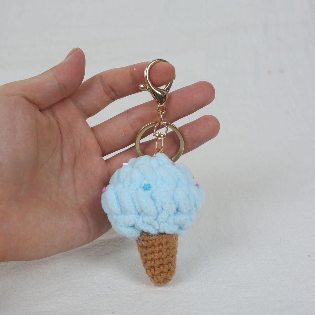 Cute Ice Cream Pompon Keychain Bag Charm for Kids