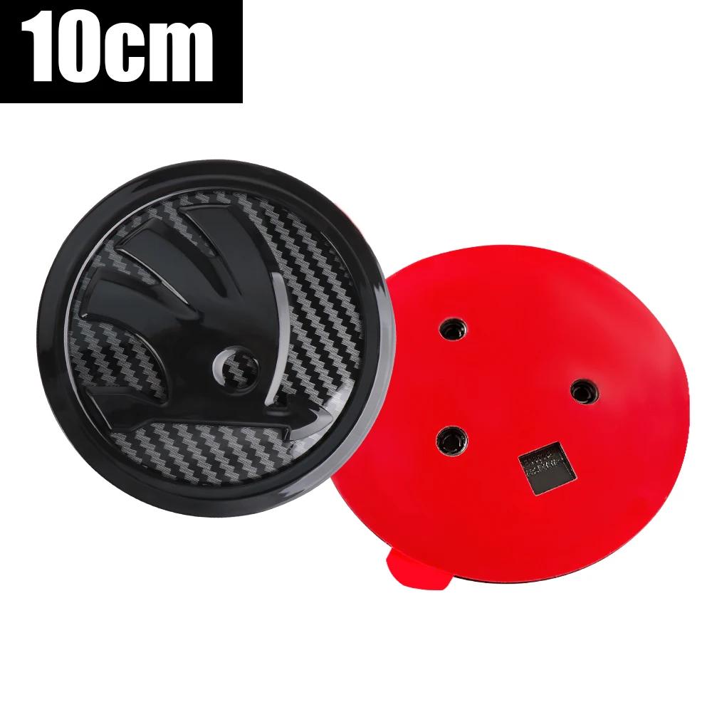 2026 Hot 8/9/10cm Carbon Fiber Badge Car Front Hood Emblem Tail Trunk Logo Sticker For Skoda Octavia Karoq Skoda S VII Fabia Kam
