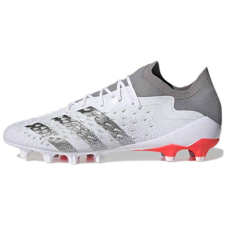 Adidas Predator Round Toe Lace-Up AG (Rubber Short Studs) Non-Slip Durable Soccer Shoes Men Soccer Shoes White Gray GZ2806